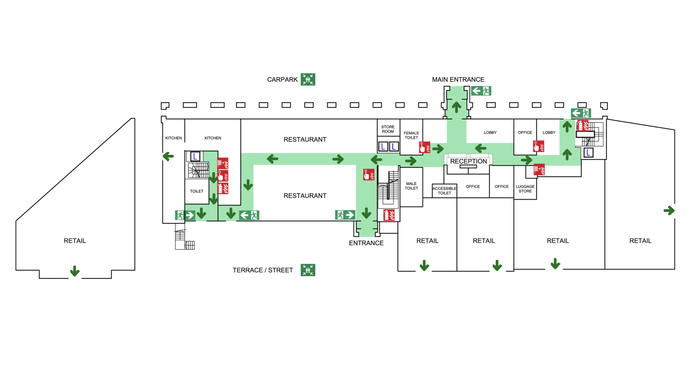 Hotel map, ground floor