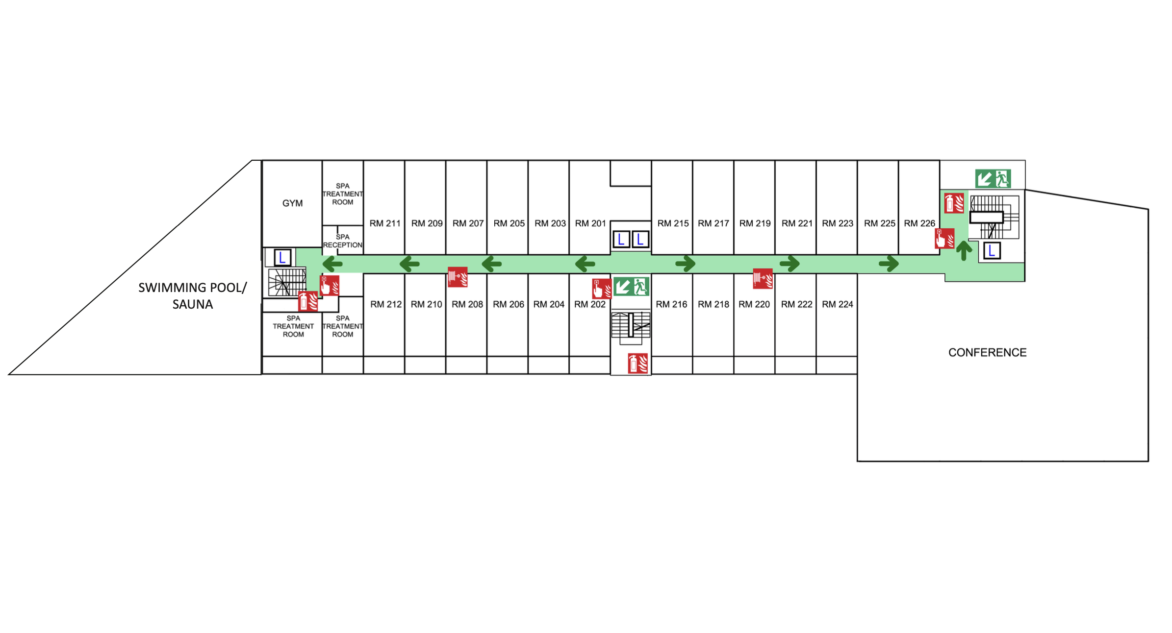 Hotel map, 2nd floor